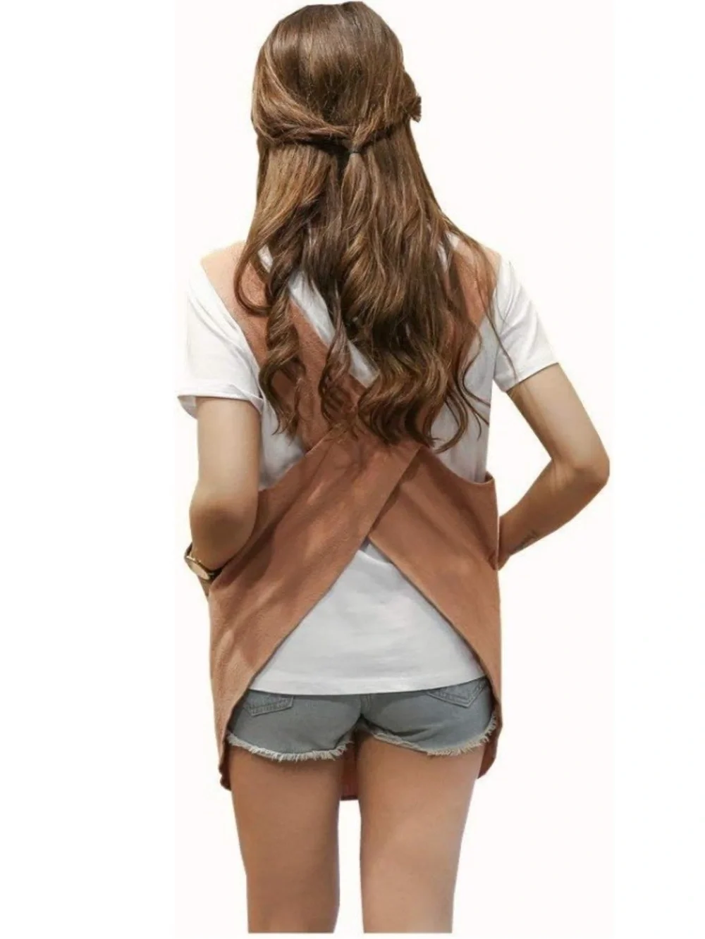 Sleeveless Apron Tunic with Front Pocket in Light Pink